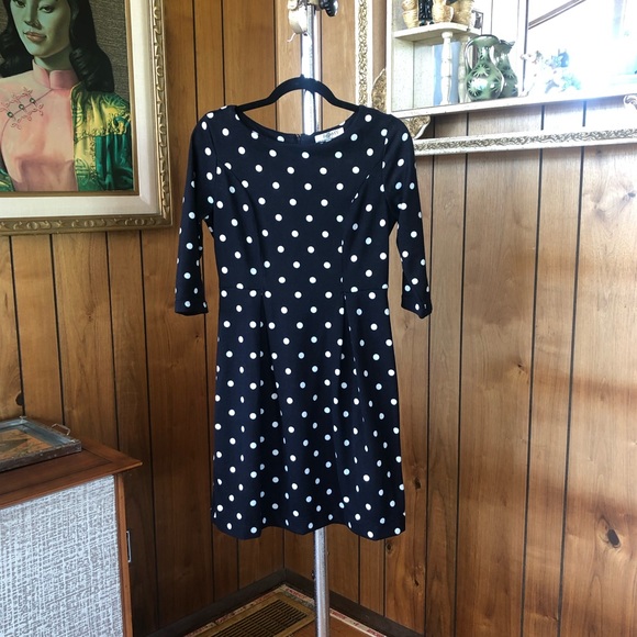 Romy Dresses & Skirts - Romy Navy Polka Dot Wiggle Dress